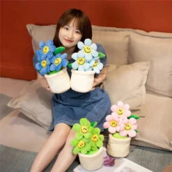 Smiling Sunflower Flowerpot Plush -Kawaii Store kawaiies plushies plush softtoy smiling sunflower flowerpot plush soft toy 618100
