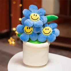 Smiling Sunflower Flowerpot Plush -Kawaii Store kawaiies plushies plush softtoy smiling sunflower flowerpot plush soft toy dark blue 987974
