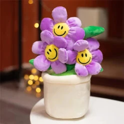 Smiling Sunflower Flowerpot Plush -Kawaii Store kawaiies plushies plush softtoy smiling sunflower flowerpot plush soft toy light purple 110622