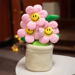 Smiling Sunflower Flowerpot Plush -Kawaii Store kawaiies plushies plush softtoy smiling sunflower flowerpot plush soft toy pink 506913