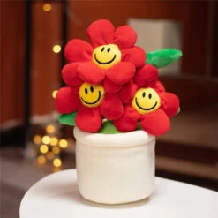 Smiling Sunflower Flowerpot Plush -Kawaii Store kawaiies plushies plush softtoy smiling sunflower flowerpot plush soft toy red 530873