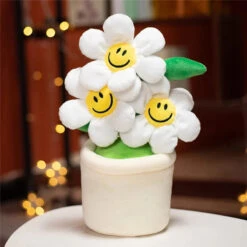 Smiling Sunflower Flowerpot Plush -Kawaii Store kawaiies plushies plush softtoy smiling sunflower flowerpot plush soft toy white 777521
