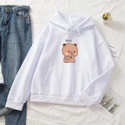 Apparel Snacking Teddy Bear Hoodies -Kawaii Store kawaiies plushies plush softtoy snacking teddy bear oversized hoodies hoodies white xl 317434