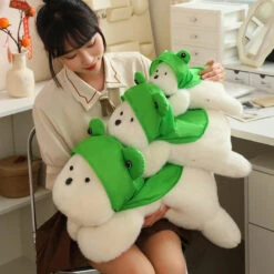 Snowy The White Maltese Plushie With Frog Hat -Kawaii Store kawaiies plushies plush softtoy snowy the white maltese plushie with frog hat soft toy 951121