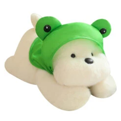 Snowy The White Maltese Plushie With Frog Hat -Kawaii Store kawaiies plushies plush softtoy snowy the white maltese plushie with frog hat soft toy 955891