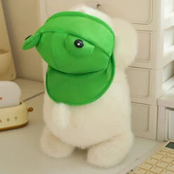 Snowy The White Maltese Plushie With Frog Hat -Kawaii Store kawaiies plushies plush softtoy snowy the white maltese plushie with frog hat soft toy 995279