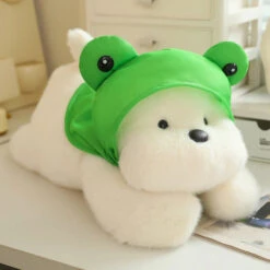 Snowy The White Maltese Plushie With Frog Hat -Kawaii Store kawaiies plushies plush softtoy snowy the white maltese plushie with frog hat soft toy hat included 12in 30cm 974358