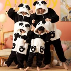 Apparel Soft Bear Family Fluffy Pyjama 1-Piece Set -Kawaii Store kawaiies plushies plush softtoy soft bear family fluffy pyjama 1 piece set apparel panda bear kids 8t 851198