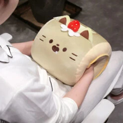 Soft Cat Swiss Roll Cake Handwarmer Plush With Blanket -Kawaii Store kawaiies plushies plush softtoy soft cat swiss roll cake handwarmer plush with blanket soft toy 185472
