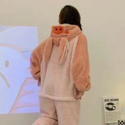 Apparel Soft Pig Fluffy Pyjama 1-Piece Set -Kawaii Store kawaiies plushies plush softtoy soft pig fluffy pyjama 1 piece set new apparel 157572