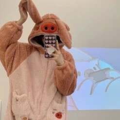 Apparel Soft Pig Fluffy Pyjama 1-Piece Set -Kawaii Store kawaiies plushies plush softtoy soft pig fluffy pyjama 1 piece set new apparel 383557