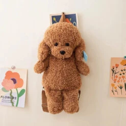 Apparel Soft Teddy Poodle Plush Backpack -Kawaii Store kawaiies plushies plush softtoy soft teddy poodle plush backpack bags dark brown 391238