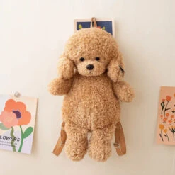 Apparel Soft Teddy Poodle Plush Backpack -Kawaii Store kawaiies plushies plush softtoy soft teddy poodle plush backpack bags light brown 104830