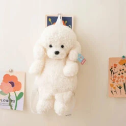 Apparel Soft Teddy Poodle Plush Backpack -Kawaii Store kawaiies plushies plush softtoy soft teddy poodle plush backpack bags white 557444