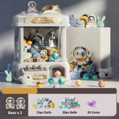 Space Astronaut Panda Bear Mini Claw Machine -Kawaii Store kawaiies plushies plush softtoy space astronaut panda bear mini claw machine new toys claw machine 37 dolls 297850