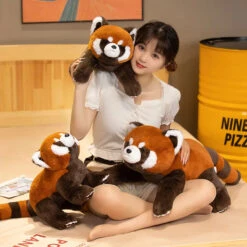 Standing Life-like Fluffy Red Panda Plush -Kawaii Store kawaiies plushies plush softtoy standing life like fluffy red panda plush soft toy 443177