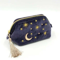 Apparel Starry Night Velvet Embroidery Cosmetic Travel Makeup Bag -Kawaii Store kawaiies plushies plush softtoy starry night velvet embroidery cosmetic travel makeup bag apparel 807521