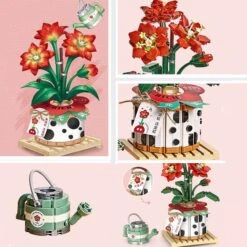 Strawberry Pot & Red Flower Micro Building Blocks -Kawaii Store kawaiies plushies plush softtoy strawberry pot red flower micro building blocks build it 766792