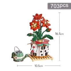Strawberry Pot & Red Flower Micro Building Blocks -Kawaii Store kawaiies plushies plush softtoy strawberry pot red flower micro building blocks build it 876990