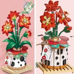 Strawberry Pot & Red Flower Micro Building Blocks -Kawaii Store kawaiies plushies plush softtoy strawberry pot red flower micro building blocks build it 931190