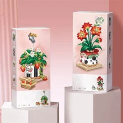 Strawberry Pot & Red Flower Micro Building Blocks -Kawaii Store kawaiies plushies plush softtoy strawberry pot red flower micro building blocks build it included set of 2 111949