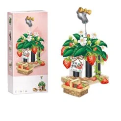 Strawberry Pot & Red Flower Micro Building Blocks -Kawaii Store kawaiies plushies plush softtoy strawberry pot red flower micro building blocks build it included strawberry 773595