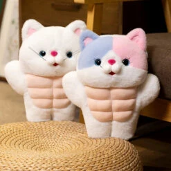 Strong Muscle Cat Plushie -Kawaii Store kawaiies plushies plush softtoy strong muscle cat plushie soft toy 587735