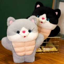 Strong Muscle Cat Plushie -Kawaii Store kawaiies plushies plush softtoy strong muscle cat plushie soft toy 900862