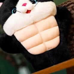 Strong Muscle Cat Plushie -Kawaii Store kawaiies plushies plush softtoy strong muscle cat plushie soft toy 992724