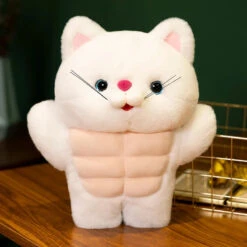 Strong Muscle Cat Plushie -Kawaii Store kawaiies plushies plush softtoy strong muscle cat plushie soft toy white 354659