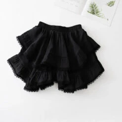 Apparel Summer Irregular Ruffle Mini Skirt -Kawaii Store kawaiies plushies plush softtoy summer irregular ruffle mini skirt apparel black 520736
