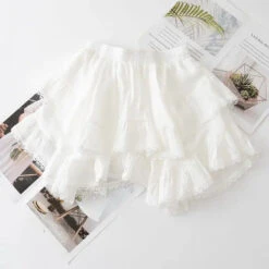 Apparel Summer Irregular Ruffle Mini Skirt -Kawaii Store kawaiies plushies plush softtoy summer irregular ruffle mini skirt apparel white 988552