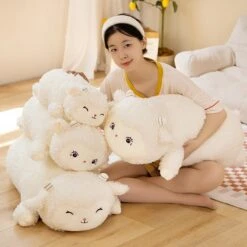 Sweet Fluffy Laying Lamb Snuggle Buddies -Kawaii Store kawaiies plushies plush softtoy sweet fluffy laying lamb snuggle buddies new soft toy 262245