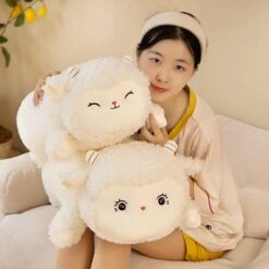 Sweet Fluffy Laying Lamb Snuggle Buddies -Kawaii Store kawaiies plushies plush softtoy sweet fluffy laying lamb snuggle buddies new soft toy 498276