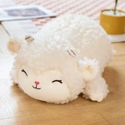 Sweet Fluffy Laying Lamb Snuggle Buddies -Kawaii Store kawaiies plushies plush softtoy sweet fluffy laying lamb snuggle buddies new soft toy smiling 16in 40cm 396579