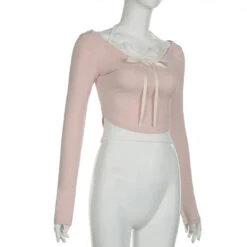 Apparel Sweet Pink Harajuku Style Slim-fit Laced Women's Top -Kawaii Store kawaiies plushies plush softtoy sweet pink harajuku style slim fit laced womens top tops 400980