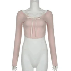 Apparel Sweet Pink Harajuku Style Slim-fit Laced Women's Top -Kawaii Store kawaiies plushies plush softtoy sweet pink harajuku style slim fit laced womens top tops 838124