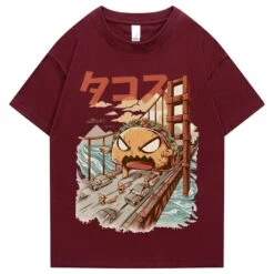 Apparel Taco Monster Bridge Attack Unisex Tee -Kawaii Store kawaiies plushies plush softtoy taco monster bridge attack unisex tee apparel wine red s 261800