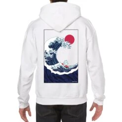 Apparel Tato Surfing The Great Wave Square Hoodie -Kawaii Store kawaiies plushies plush softtoy tato surfing the great wave square hoodie new apparel white s 349075
