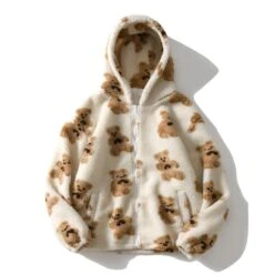 Apparel Teddy Bear Fleece Hooded Zip-up Jacket -Kawaii Store kawaiies plushies plush softtoy teddy bear fleece hooded zip up jacket new apparel 398577