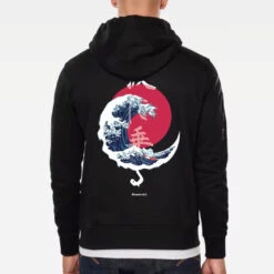 Apparel The Great Wave Blood Moon Sun Tato Hoodie