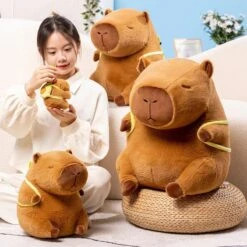 The Kawaii Capybara With Mini Avocado Backpack Plushie -Kawaii Store kawaiies plushies plush softtoy the kawaii capybara with mini avocado backpack plushie soft toy 168941