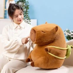 The Kawaii Capybara With Mini Avocado Backpack Plushie -Kawaii Store kawaiies plushies plush softtoy the kawaii capybara with mini avocado backpack plushie soft toy 20in 50cm 478221
