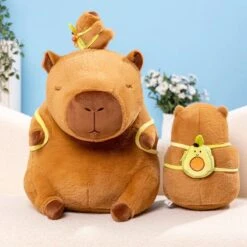 The Kawaii Capybara With Mini Avocado Backpack Plushie -Kawaii Store kawaiies plushies plush softtoy the kawaii capybara with mini avocado backpack plushie soft toy 380377
