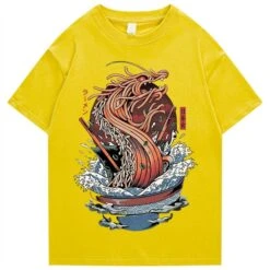 Apparel Tokyo Noodle Dragon Unisex Cotton Tee -Kawaii Store kawaiies plushies plush softtoy tokyo noodle dragon unisex cotton tee apparel yellow s 133492