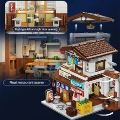 Traditional Local Japanese Restaurant LED Building Set -Kawaii Store kawaiies plushies plush softtoy traditional local japanese restaurant led building set build it 759043