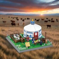 Traditional Mongolian Ger Building Blocks -Kawaii Store kawaiies plushies plush softtoy traditional mongolian ger building blocks build it 624396