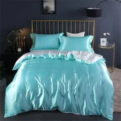 Turquoise Mulberry Silk Bedding Set -Kawaii Store kawaiies plushies plush softtoy turquoise mulberry silk bedding set bedding sets 417733