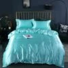 Turquoise Mulberry Silk Bedding Set -Kawaii Store kawaiies plushies plush softtoy turquoise mulberry silk bedding set bedding sets 625038