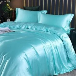 Turquoise Mulberry Silk Bedding Set -Kawaii Store kawaiies plushies plush softtoy turquoise mulberry silk bedding set bedding sets 826375